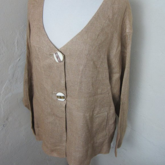 Women's Linen Blazer Jacket Wearable Vintage Art Lightweight Size S - Picture 1 of 6